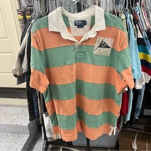 Polo Ralph Lauren Shirt Mens 2XL Custom Fit Rugby Striped Yacht Club Nautical